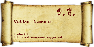 Vetter Nemere névjegykártya